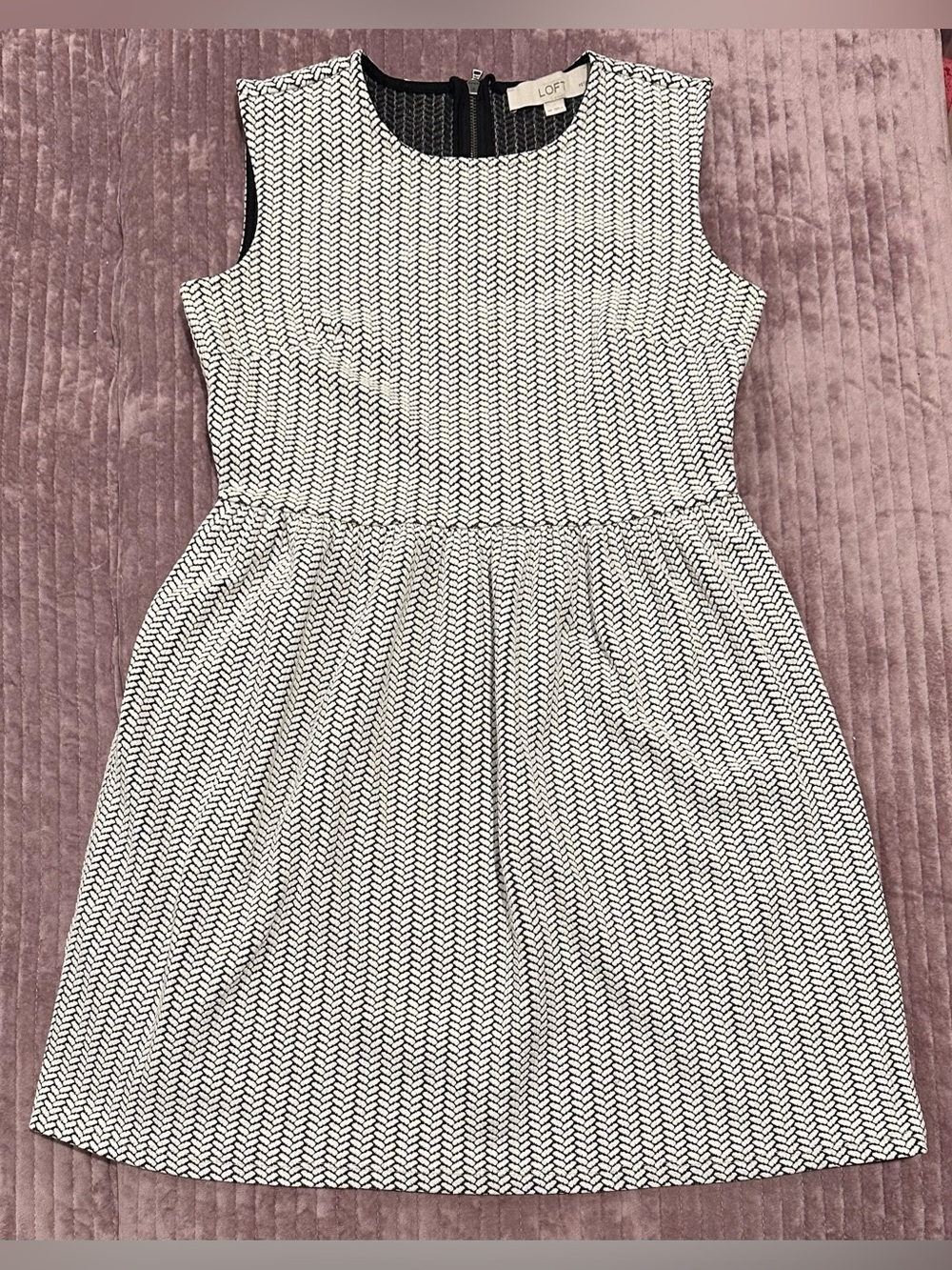LOFT Fall Textured Sweater - ish Capsule Wardrobe Chevron Dress